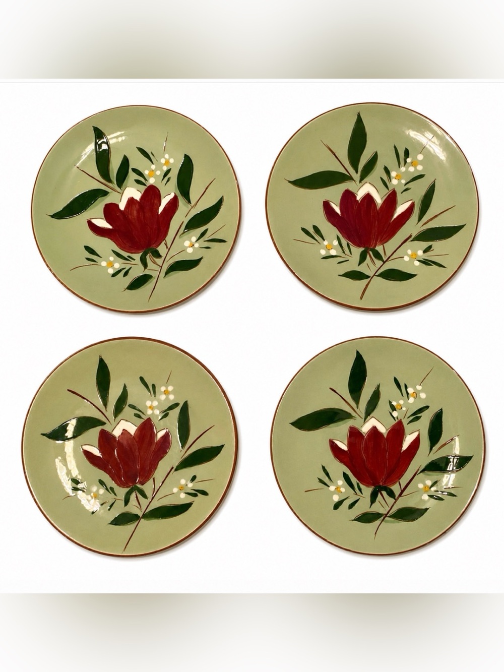 Stangl Pottery 'Magnolia' Bread & Butter Plates Set 4 Vintage 1950-70 MCM